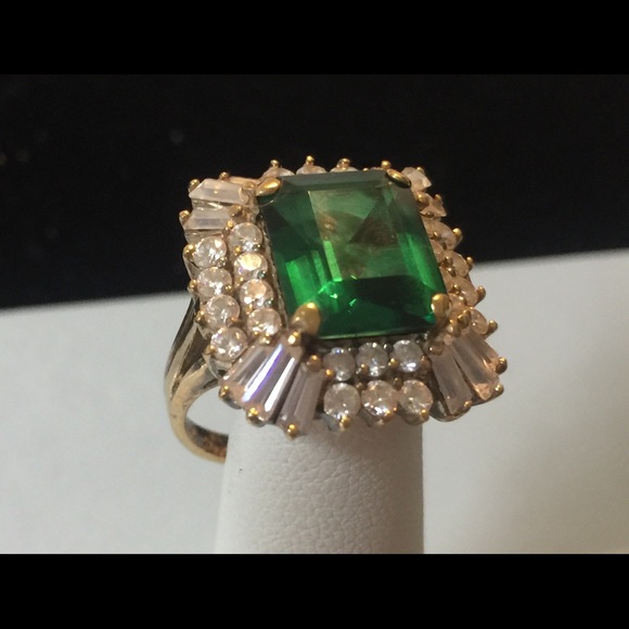 Vintage Sterling Vermeil Crystal Cocktail Ring